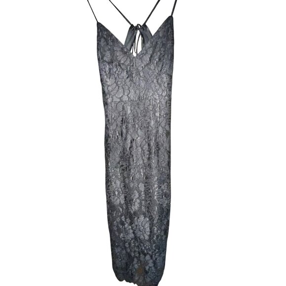 Lulus Black Lace Halter Midi Dress With Open Back & Adjustable Straps By Lulus S - Picture 1 of 8